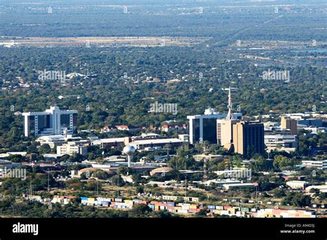 Gaborone city as seen from the top of Kgale Hill showing the Government ...