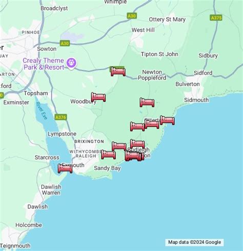 Visit Budleigh - Map of Self Catering Accommodation in the Budleigh ...