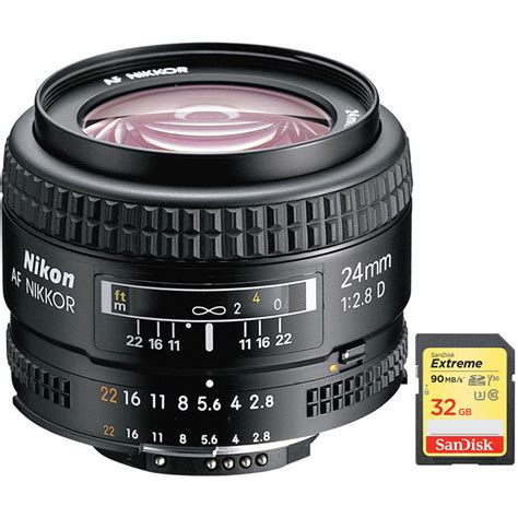 Nikon AF FX Full Frame NIKKOR 24mm f/2.8D Fixed Zoom Lens with Auto ...