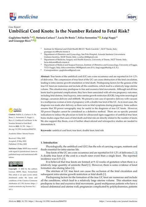 (PDF) Umbilical Cord Knots: Is the Number Related to Fetal Risk?