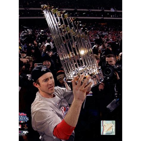 Chase Utley with 2008 WS Trophy 8x10 Photo | Phillies world series ...