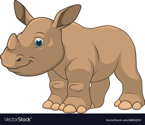 Cute little rhino Royalty Free Vector Image - VectorStock | Иллюстрации ...