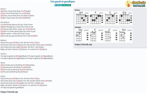 Hợp âm: Too good at goodbyes - Sam Smith - cảm âm, tab guitar, ukulele ...