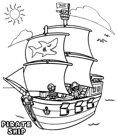 Pirate Ship Coloring Page - Free Printable Templates