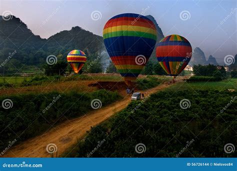 Yangshuo Balloon Flight VI stock photo. Image of flight - 56726144