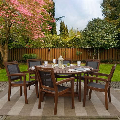 Get Grande 7-piece Eucalyptus Wood Outdoor Patio Furniture Dining Set ...