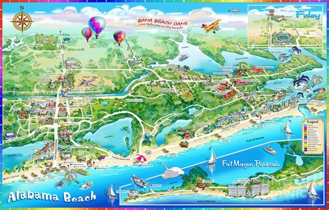 Alabama Beach Illustrated Map Painting by Maria Rabinky