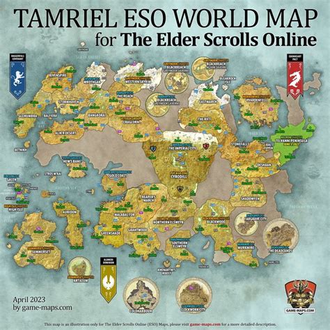 Tamriel Map, ESO World Map 2023, The Elder Scrolls Online (ESO) Maps ...