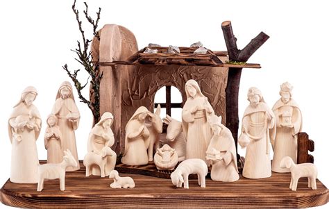 Wooden Nativity Set 17 Pieces Complete Wooden Nativity Scene - Etsy