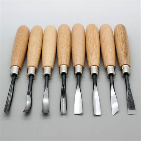 8Pcs Hand Wood Carving Knife Tools Chip Detail Chisel Set Tool for ...