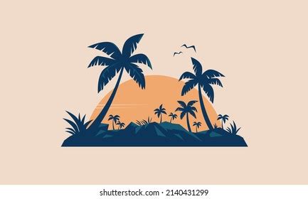 Tropical Island Palms Logo Beach Travel Stock Vector (Royalty Free ...