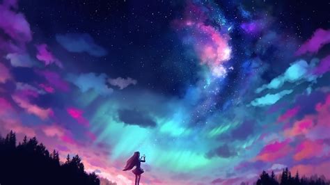 1920x1080 Resolution Anime Girl And Colorful Sky 1080P Laptop Full HD ...