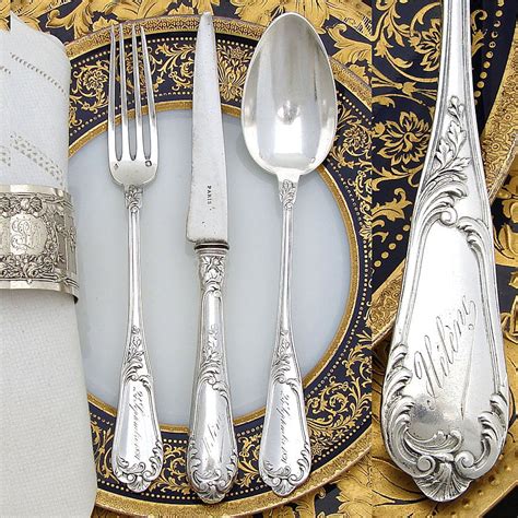 Antique French Sterling Silver 3pc Flatware Set, in Box: "Helene" from ...