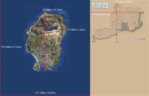 Red Dead Redemption 2 Map Size Comparison Gta 5