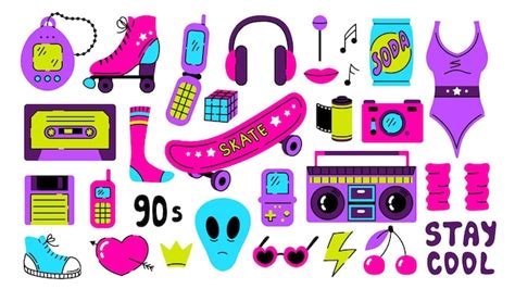 Premium Vector | 90s fashion elements vector set