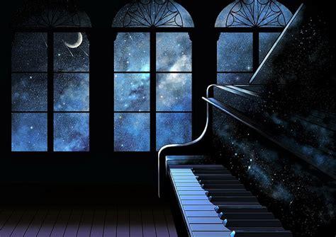 HD wallpaper: Artistic, Sky, Night, Piano, Space, Window | Wallpaper Flare