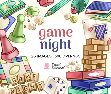 Game Night Clipart Illustrations Board Games PNG Download Party Games ...