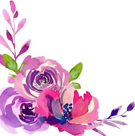 Download Ftestickers Watercolor Flowers Border Corner - Watercolor ...