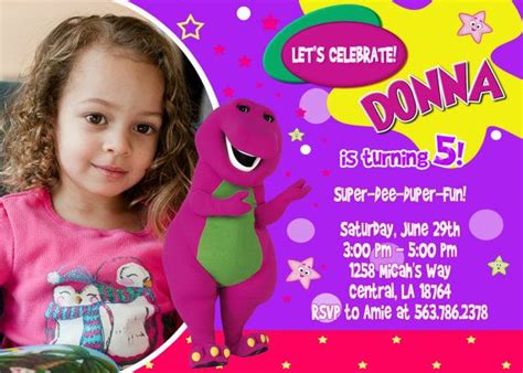 Barney Birthday Party Invitation Printable by FunPartyInvitation, $8.99 ...