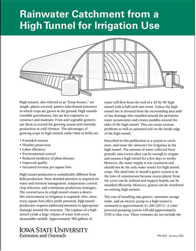 Rainwater Catchment from a High Tunnel for Irrigation Use