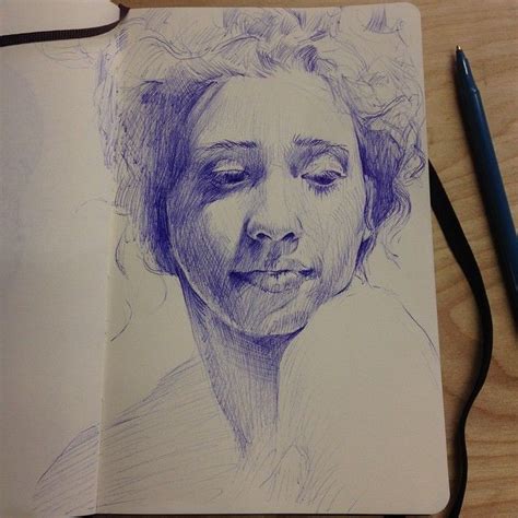 Blue biro pen Portrait Sketches, Portrait Drawing, Portrait Tattoo ...