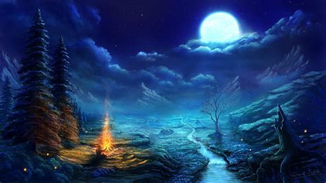 HD wallpaper: amazing, anime, moon, night, resolution, scene ...