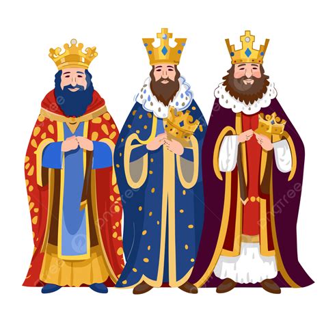 3 Kings Clipart Three Kings Holding Crowns Cartoon Vector, 3 Kings ...