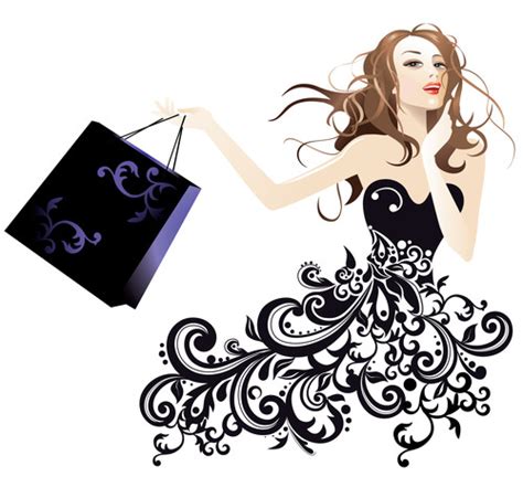 Cartoon silhouette fashion woman shopping vector free download