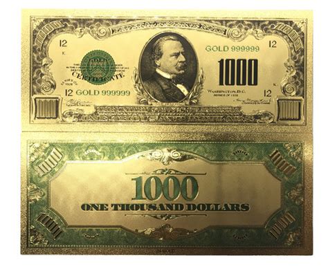 Collectible 1000 Dollar American Bill 24k Gold Plated Fake Banknote ...