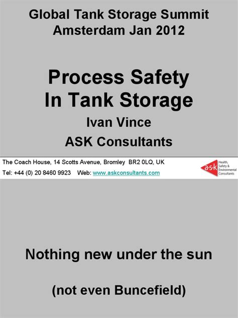 Process Safety in Tank Storage | PDF | Combustion | Explosion