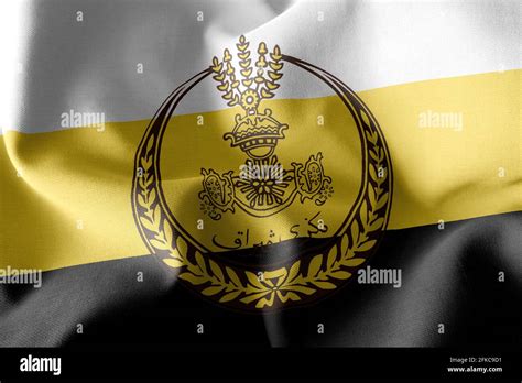 3D illustration flag of Perak is a state of Malaysia. Waving on the ...