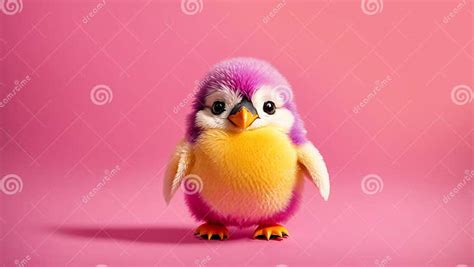 Cute Cartoon Penguin Character a Color Background Funny Fluffy Stock ...