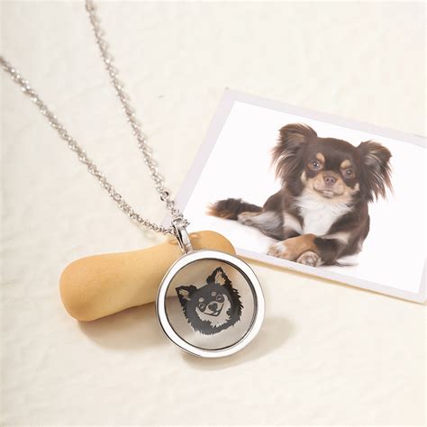 Custom Pet Portrait Necklace, Personalized Photo Pet Necklace for Dog ...