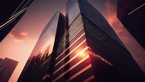 Free Photo | Skyscraper architecture shines in the generative AI sunset ...