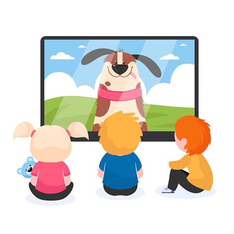 Niños viendo television | Vector Gratis