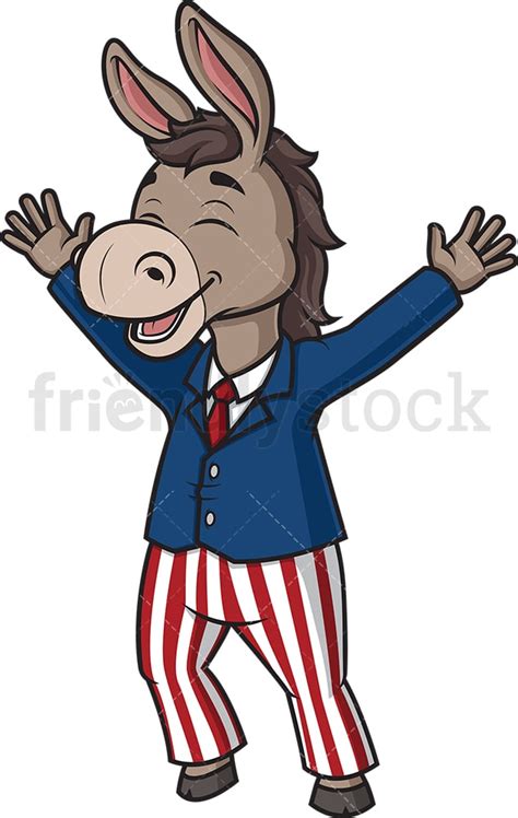 Happy Democrat Donkey Cartoon Clipart Vector - FriendlyStock