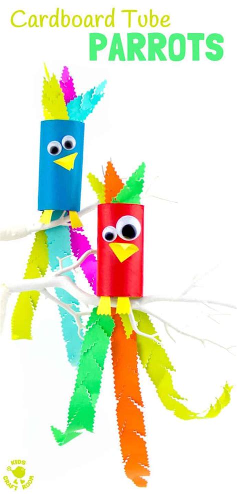 Tropical Cardboard Tube Parrot Craft - Kids Craft Room