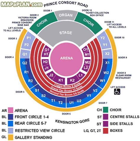 Royal Albert Hall detailed seat numbers seating plan - MapaPlan.com