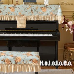 Piano Cover,countryside Style Blue Floral Printed Piano Cover Cloth ...