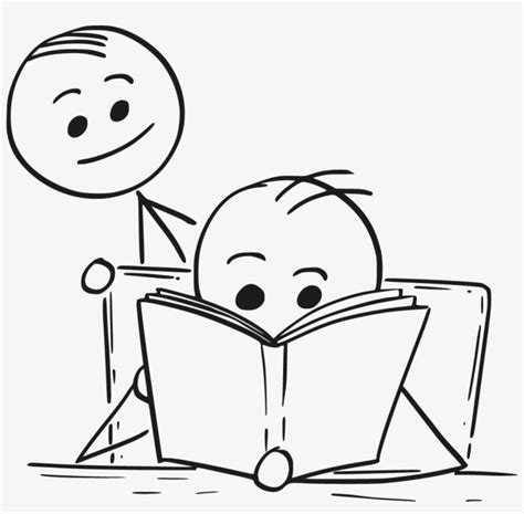 Download Reading 2 People - Cartoon Drawings Of A Book | Transparent ...