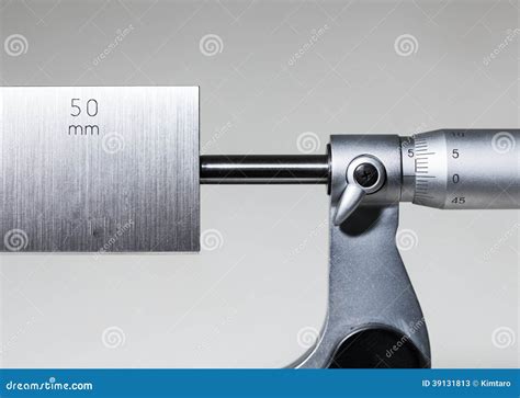 Calibration Outside Micrometer With Gage Block Stock Photo - Image ...