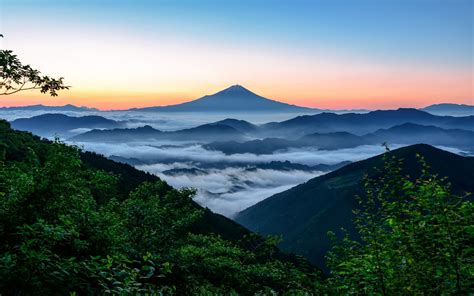 nature, Landscape, Mount Fuji, Japan, Sunrise, Forest, Mountain, Mist ...