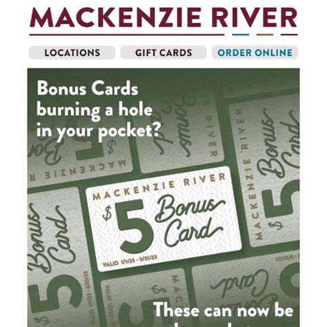 💰 Redeem Your Bonus Cards NOW 🎁 - MacKenzie River Pizza