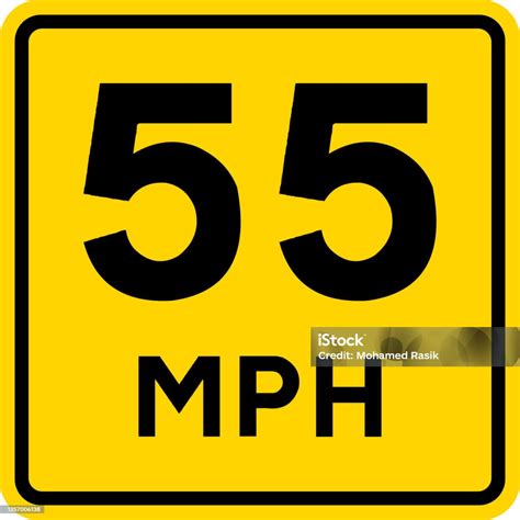 55 Mph Speed Limit Sign Stock Illustration - Download Image Now - Speed ...