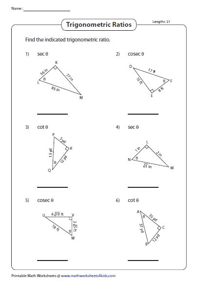 Trigonometric Ratios Worksheet Answers With Work – Kidsworksheetfun