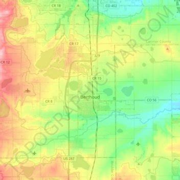 Berthoud topographic map, elevation, terrain