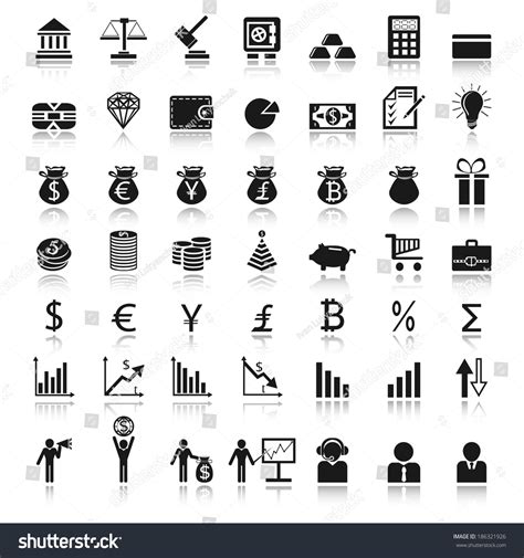 Finance Icons Black On White Reflect Stock Vector (Royalty Free ...