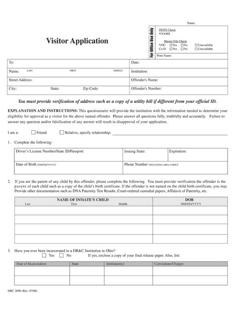 Visitation Verification Fillable Form - Printable Forms Free Online