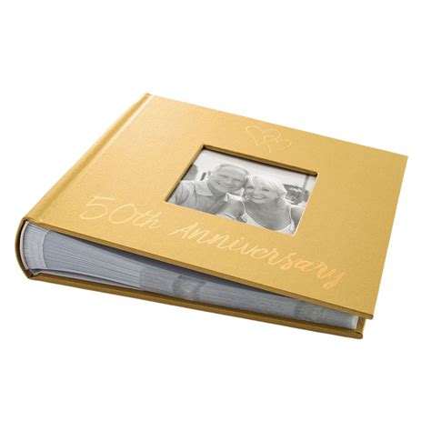 Lovely Golden 50th Wedding Anniversary Photo Album with Double Heart ...