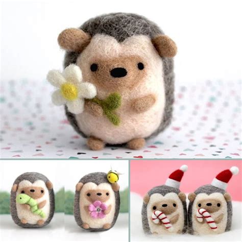 DIY Animal Hedgehog Wool Needle Felt Toy Doll Wool Felting Poked Needle ...